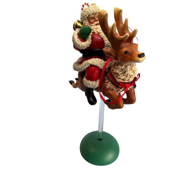 Vintage Rubber Flying Santa & Reindeer Figurine Decoration 11.5" x 7.5" x 4" - Picture 1 of 7